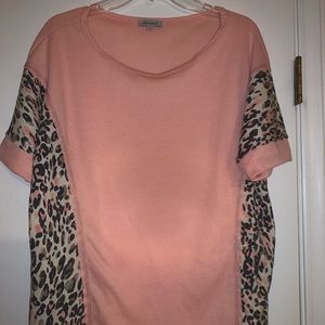 NWOT Size Large Peach Leopard top